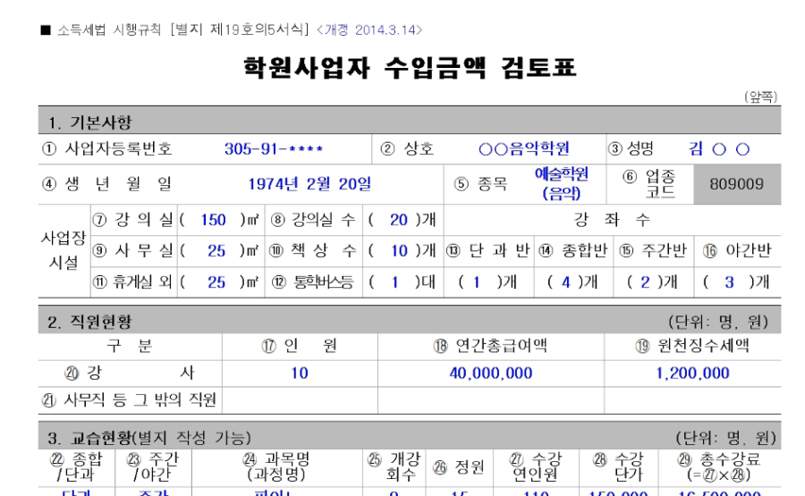 학원사업장 면세사업장 현황신고 방법