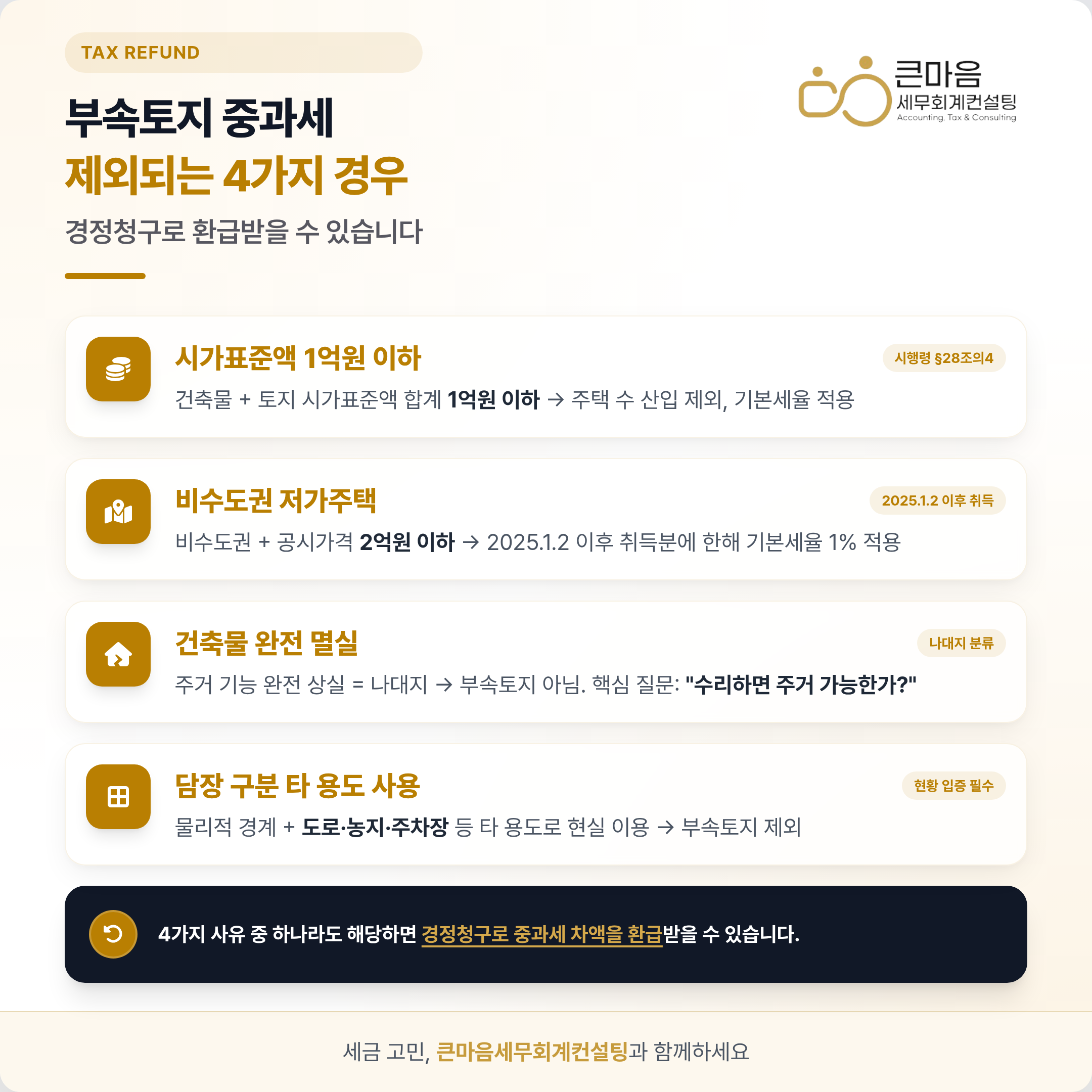 부속토지 다주택 중과세 제외되는 4가지 경우 인포그래픽