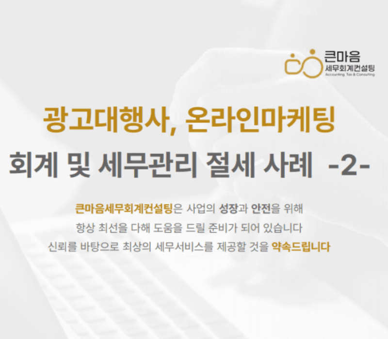 광고대행사 온라인마케팅 회계 및 세무관리 절세 사례 매출 비용관리 광고대행사 온라인마케팅 사업자 위한 필수 세무정보 절세전략 (2)